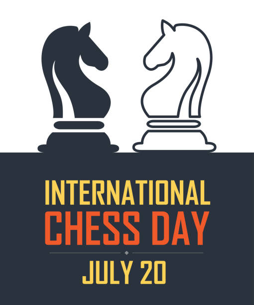 ilustrações de stock, clip art, desenhos animados e ícones de international chess day vector illustration on dark background. chess vector illustration. - checking the time illustrations