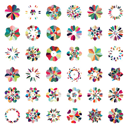 Vector colorful floral pattern buttons icon collection