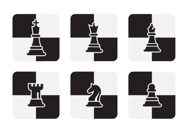 ilustrações de stock, clip art, desenhos animados e ícones de chess pieces icons isolated on white background. chessboard vector illustration - checking the time illustrations