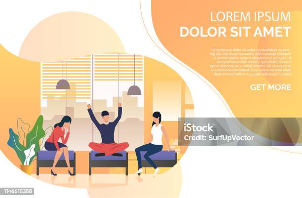 Young People Resting In Lounge Stock Illustration - Download Image Now - Adult, Brochure, Business