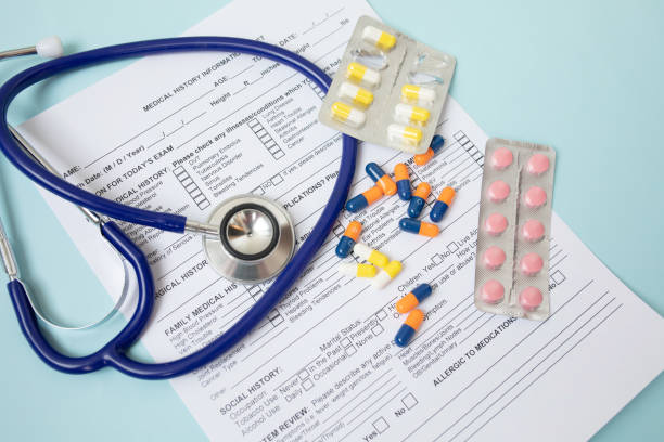 istock Pharmacy background. Tablets on a blue background. Pills. Medicine and healthy. 1146625647