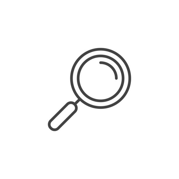 Magnifier lens linear icon Magnifier lens icon. Linear design symbol with thin line and monochrome outline minimal style. Editable stroke. clear eyes stock illustrations