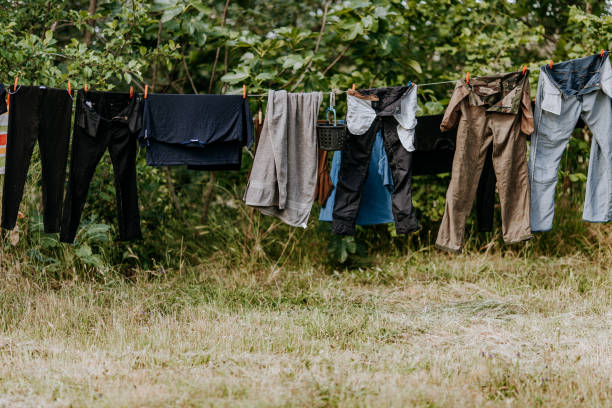 istock Clothes Drying Over Field Against Trees 1146635828
