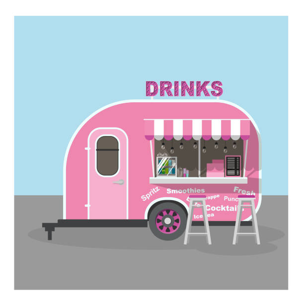 istock Beach bar with drinks and refreshing beverages. Beach restaurant in food van sailing fruit shakes, ice-cream and cocktails. 1146639639