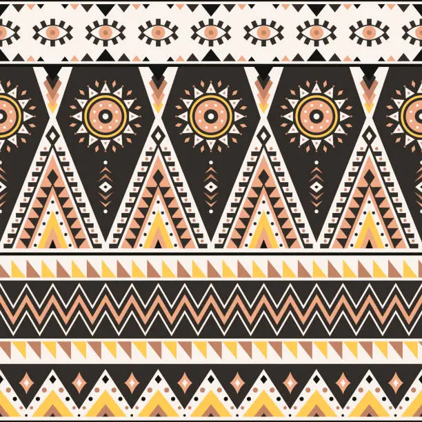 Vector illustration of Tribal geometric seamless pattern.