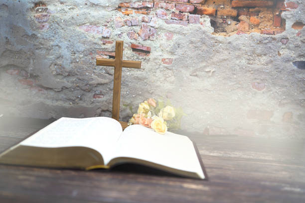 holy bible book and cross background for inspiration