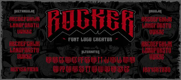 Vector illustration of Rocker display font logo creator on the dark background