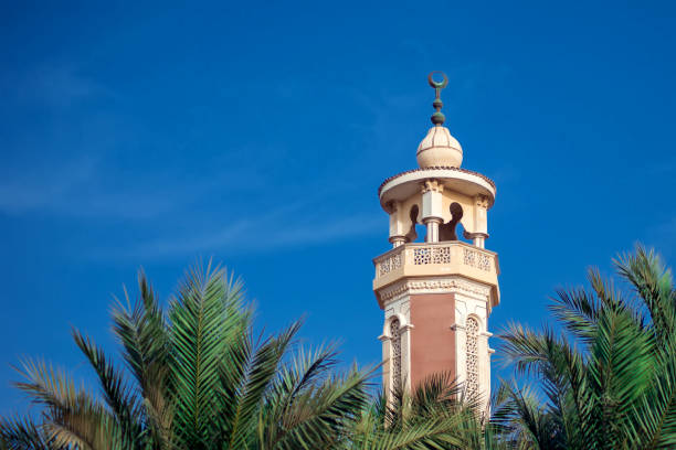 istock Beautiful white mosque in the sunlight and sky background 1146647646