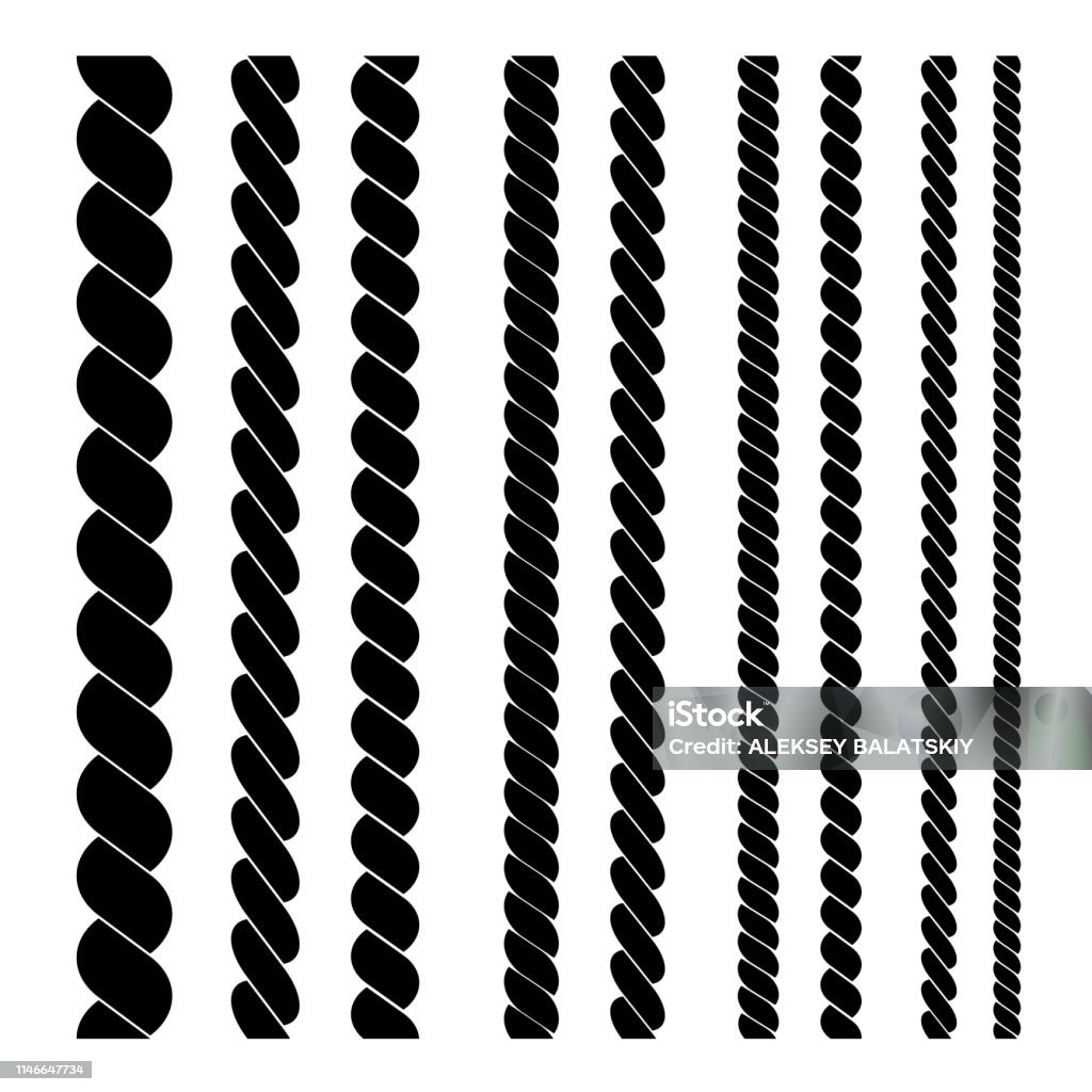 Rope Silhouettes Collection Vector Vertical Decorative Seanless Borders ...
