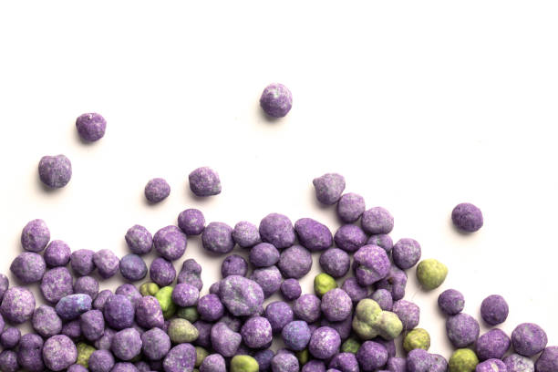 Purple mineral fertilizer, prolonged action with microelements, for application to the lawn in the spring. Professional fertilizer. Texture
