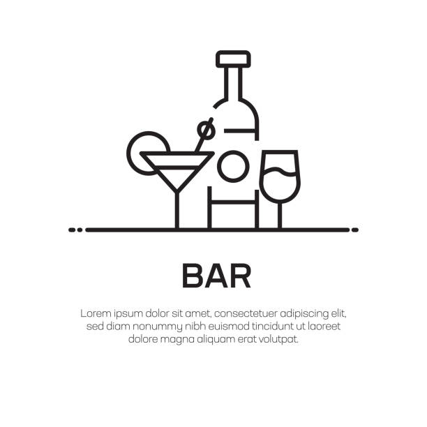ilustrações, clipart, desenhos animados e ícones de ícone da linha do vetor da barra-ícone fino simples da linha, elemento superior do projeto da qualidade - bar