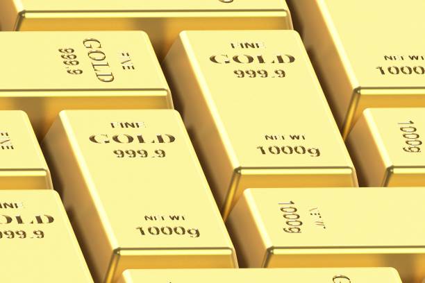 istock Bar of gold on a white background on a white background. 3d rendering 1146652923
