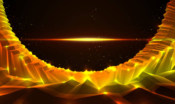 istock Science fiction vector cosmic illustration, space fantastic planet 3d line drawing. Usable as abstract background with copy space for title and text. 1146654283