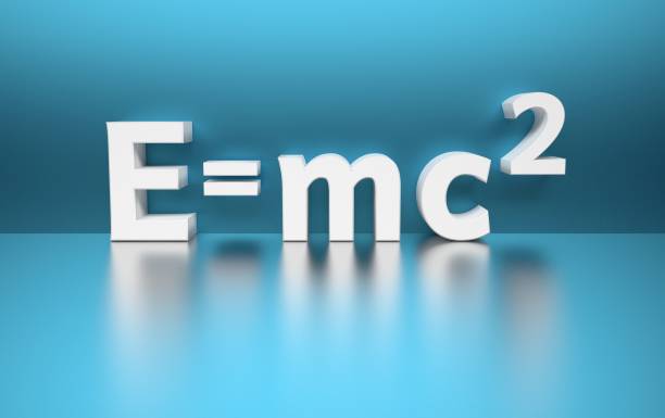 istock Mass energy formula in white blue colors 1146655810