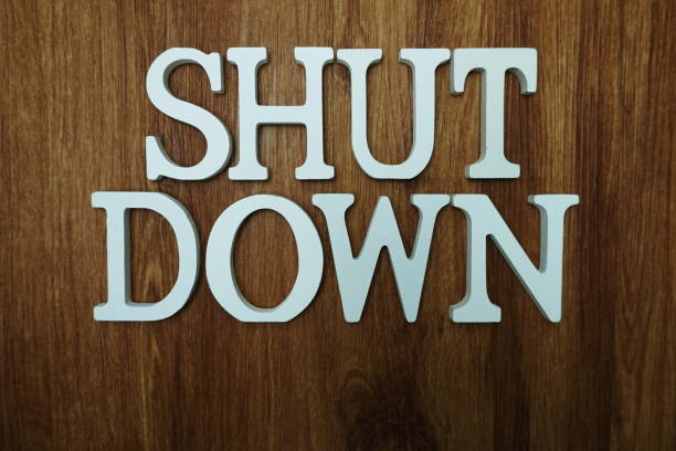 istock Shut Down Word alphabet letters on wooden background 1146656859