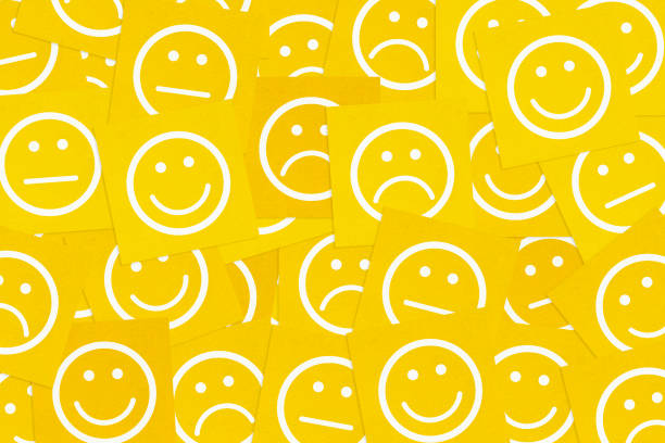 Paper concept "Symbol Face" Yellow post it concept smiley face postit stock pictures, royalty-free photos & images