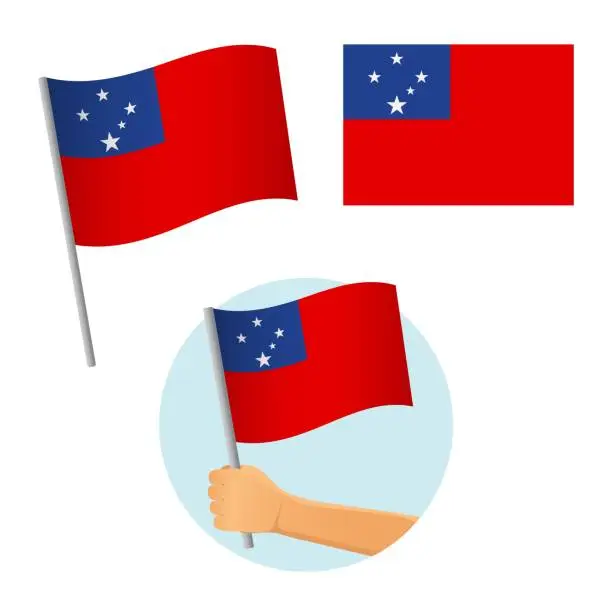 Vector illustration of Samoa flag in hand