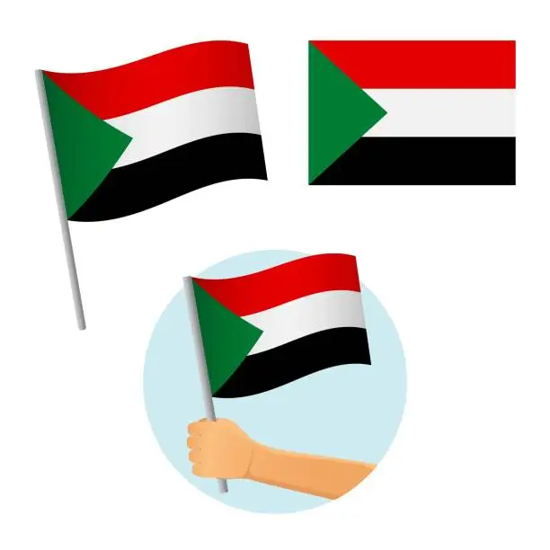Vector illustration of sudan flag in hand