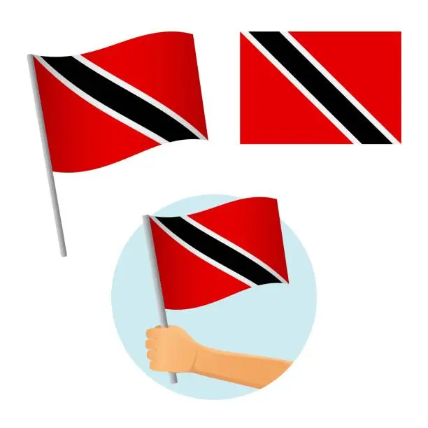 Vector illustration of Trinidad and Tobago flag in hand