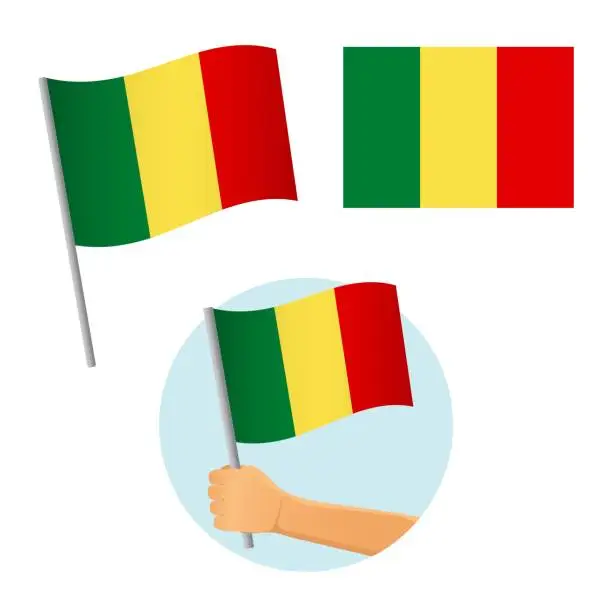 Vector illustration of Mali flag in hand