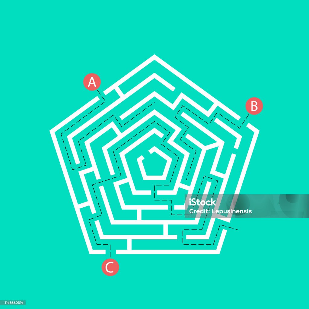 Labrinth Shape Labyrinth Shape Design Element Three Entrance One Exit And One Right ...