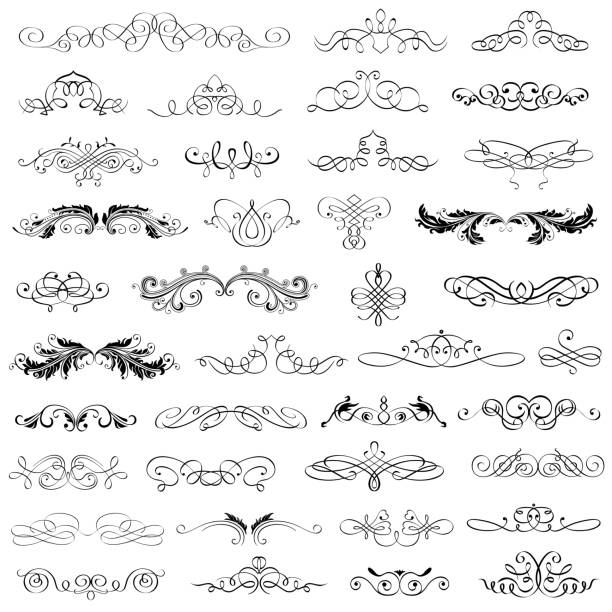 Big Collection Calligraphic And Flourishes Elements Vector Illustration of a Big Collection Calligraphic And Flourishes Elements and clip arts ornate illustrations stock illustrations