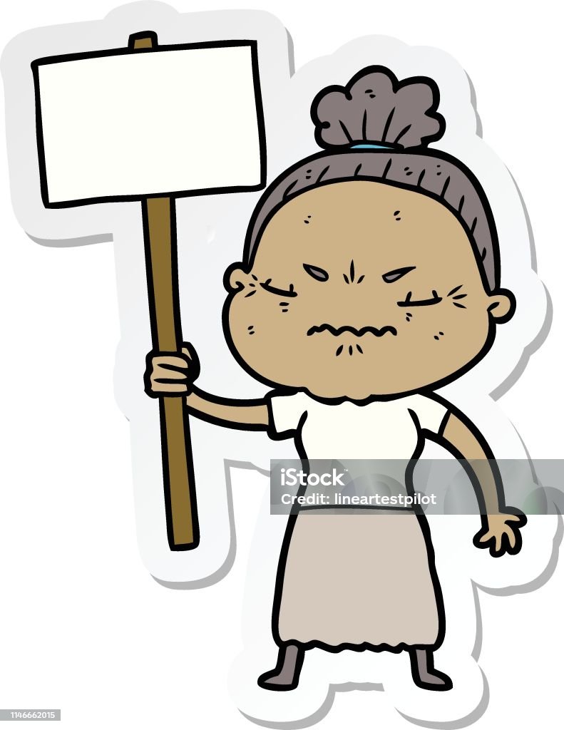 Nhãn Dán Của Một Phim Hoạt Hình Khó Chịu Bà Già Hình minh họa Sẵn ...