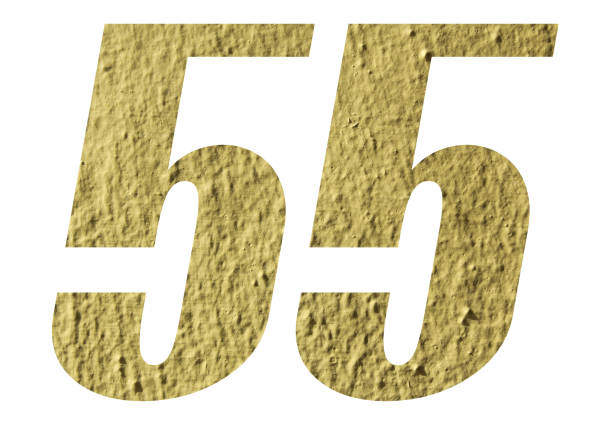 Number 55 with yellow wall on white background