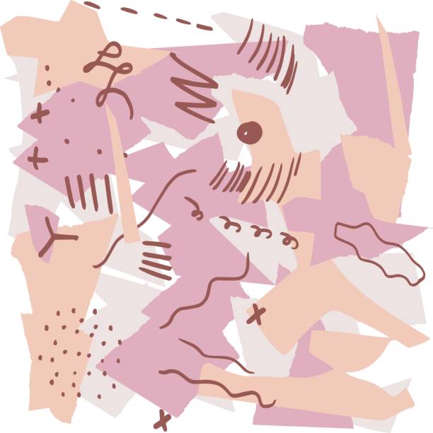 istock Creative abstract background with different shapes. Collage of cut out paper. 1146664436