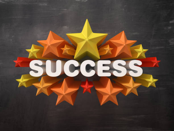 istock Colorful Stars with SUCCESS Word on Chalkboard Background - 3D Rendering 1146672909