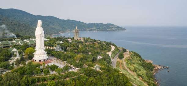 istock Aerial Female Buddha and Temple in Danang 1146676445