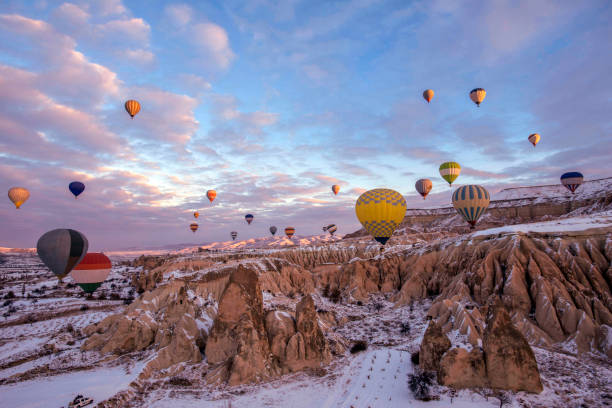 istock Snow and Air Balloon Cappadocia 1146682993