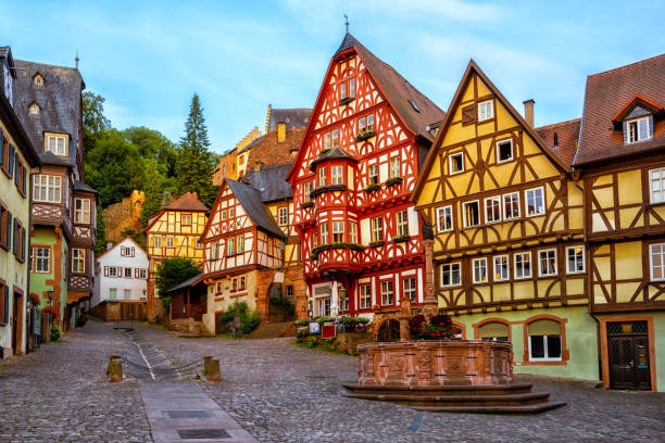 Miltenberg medieval Old Town, Bavaria, Germany Colorful half-timbered houses in Miltenberg historical medieval Old Town, Bavaria, Germany half timbered photos stock pictures, royalty-free photos & images