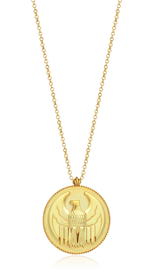 Eagle Hawk Medallion Silver Gold Pendant Necklace Jewelry