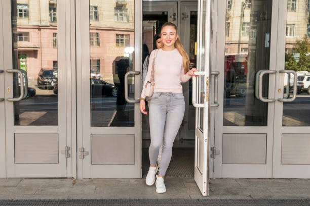 istock Women leave the building 1146688306