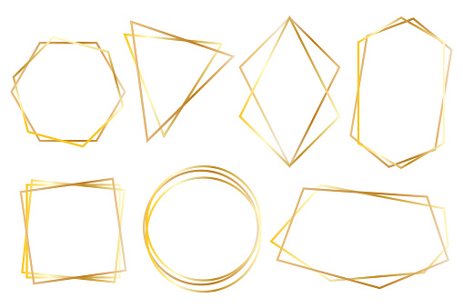 Collection of golden polygonal luxury frames vector set