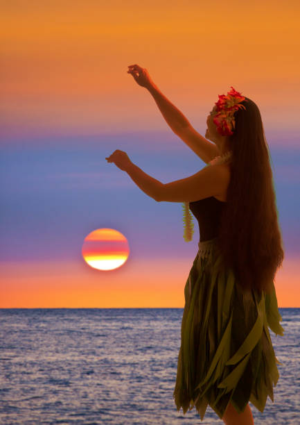 istock Hula Dancer on Hawaiian Beach at Sunset with Copy Space 1146694621