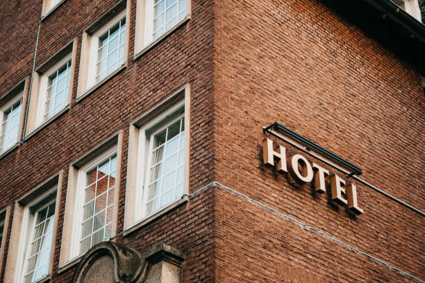 istock Sign Hotel on the building. 1146694900