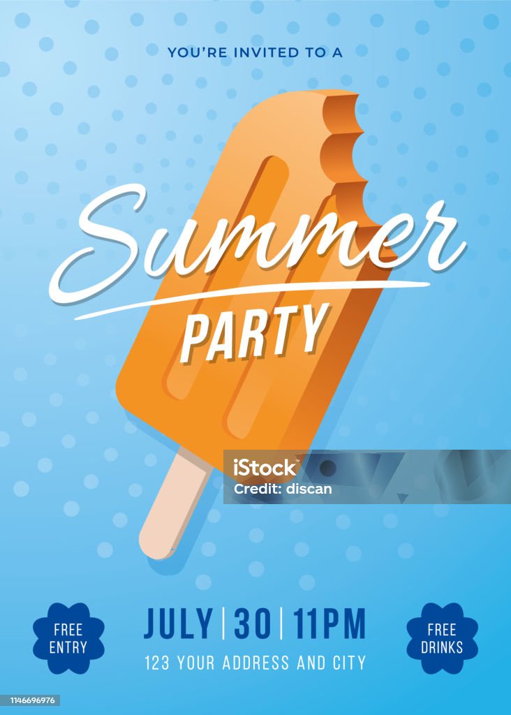 Summer Party Poster with Popsicles. Summer Party Poster with Popsicles - Illustration Ice Cream stock vector