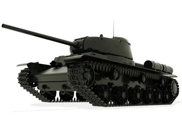 Photo of Tank isolated on white background. 3D rendering