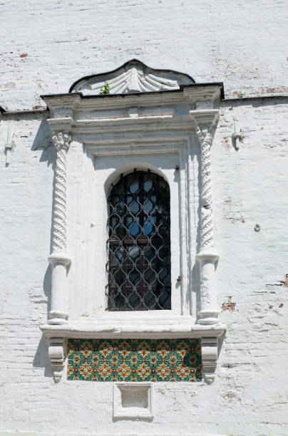 View on Beautful old window in Church of the Transfiguration (1702), Ryazan, Russia
