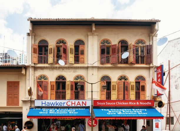 Hawker Chan restaurant awarded 1 Michelin Star, Chinatown, Singapore Chinatown, Singapore - February 8, 2019: Hawker Chan restaurant awarded 1 Michelin Star chan buddhism photos stock pictures, royalty-free photos & images