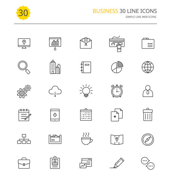 illustrazioni stock, clip art, cartoni animati e icone di tendenza di icone business line - polder
