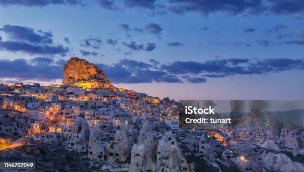 Townscape Of Uchisar Cappadocia Turkey Stock Photo - Download Image Now - Cappadocia, Türkiye - Country, Rock Hoodoo