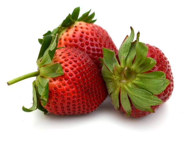 istock Three strawberry red tasty white background 1146709209