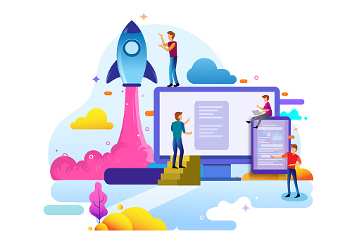 Landing page design concept of Startup Business, business strategy, analytics and brainstorming. Vector illustration concepts for website design ui/ux and mobile website development.
