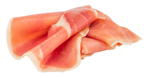 istock Italian prosciutto crudo or jamon. Raw ham. Isolated on white background 1146712591