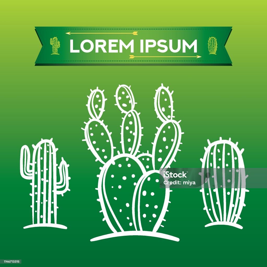 Cactus icon set - Vector Illustration Mexico, Arizona, Cactus, Retro Style Cactus stock vector