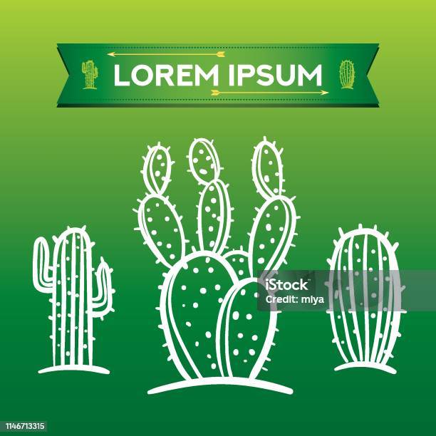 Cactus Icon Set Vector Illustration Stock Illustration - Download Image Now - Cactus, Drawing - Art Product, Mexico