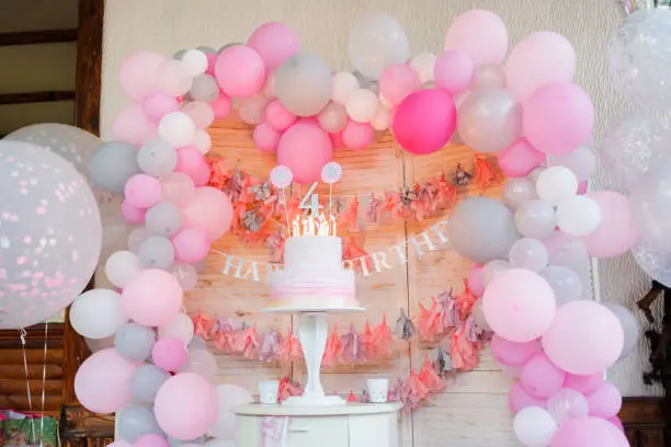 Photo of Cream pink cake for girl children's birthday